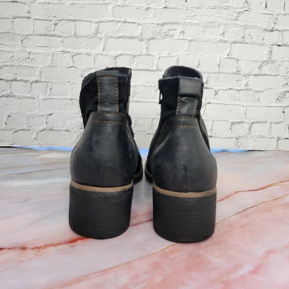 Korks Boots Womens 9.5 Thyone Black Side Zip Leather Suede Ankle Bootie - Picture 4 of 7